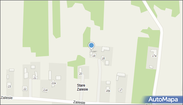 Zalesie, Zalesie, 19A, mapa Zalesie