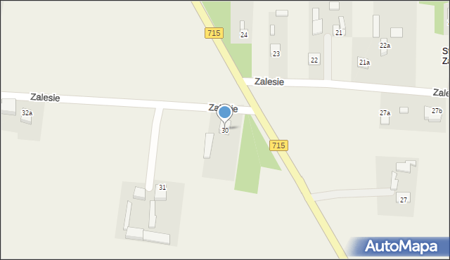 Zalesie, Zalesie, 30, mapa Zalesie