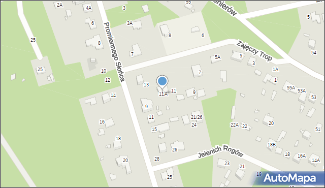 Zalesie Górne, Zajęczy Trop, 11A, mapa Zalesie Górne