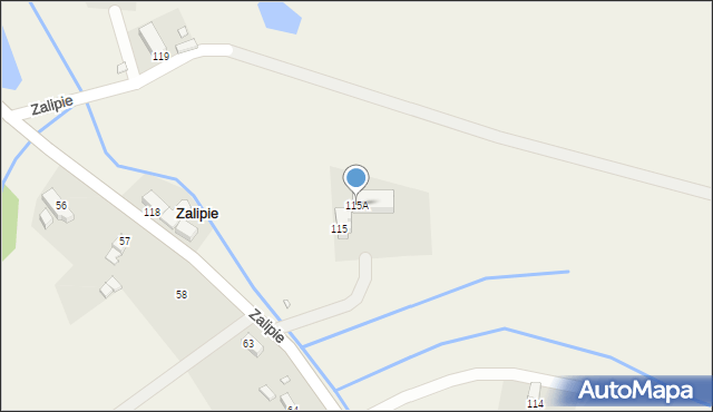 Zalipie, Zalipie, 115A, mapa Zalipie