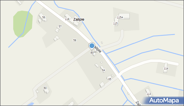 Zalipie, Zalipie, 63, mapa Zalipie