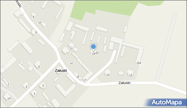 Załuski, Załuski, 13, mapa Załuski