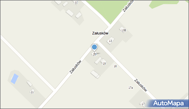 Załusków, Załusków, 20, mapa Załusków