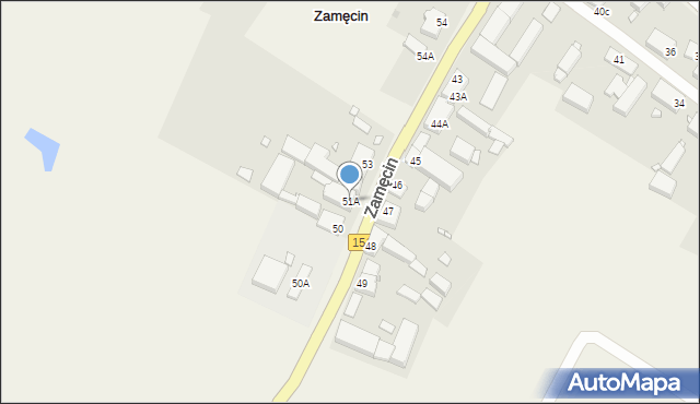 Zamęcin, Zamęcin, 51A, mapa Zamęcin