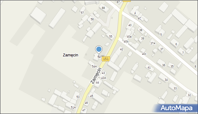 Zamęcin, Zamęcin, 54, mapa Zamęcin