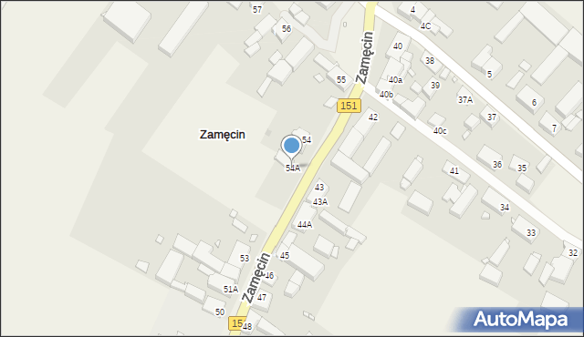 Zamęcin, Zamęcin, 54A, mapa Zamęcin