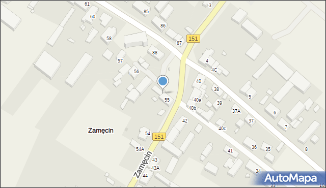 Zamęcin, Zamęcin, 55a, mapa Zamęcin