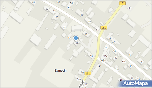 Zamęcin, Zamęcin, 56A, mapa Zamęcin