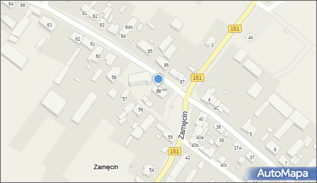 Zamęcin, Zamęcin, 88, mapa Zamęcin