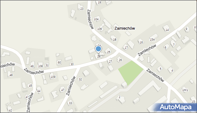 Zamiechów, Zamiechów, 28, mapa Zamiechów