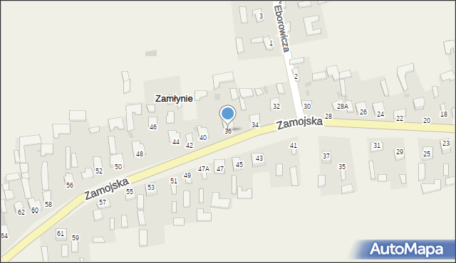 Zamłynie, Zamojska, 36, mapa Zamłynie