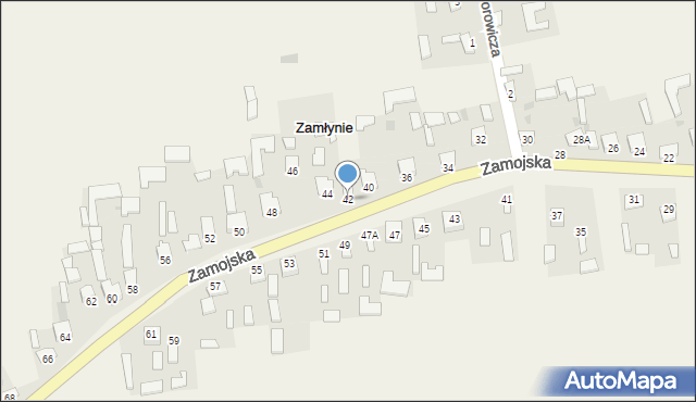 Zamłynie, Zamojska, 42, mapa Zamłynie