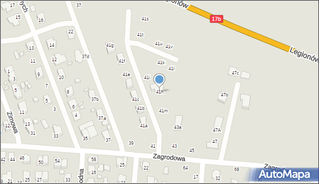 Zamość, Zagrodowa, 41h, mapa Zamościa