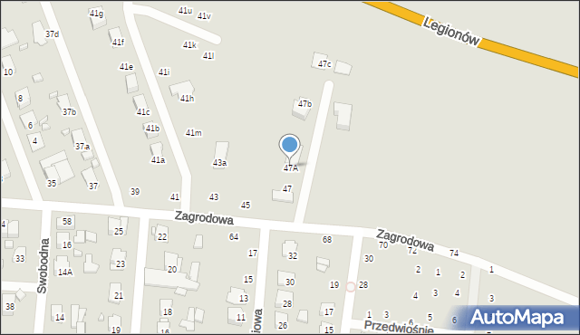 Zamość, Zagrodowa, 47A, mapa Zamościa