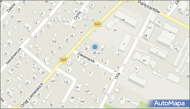 Zamość, Zakamarek, 14a, mapa Zamościa