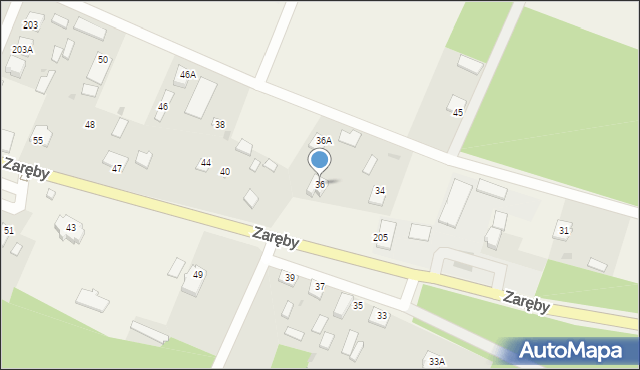 Zaręby, Zaręby, 36, mapa Zaręby