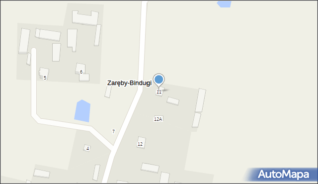 Zaręby-Bindugi, Zaręby-Bindugi, 11, mapa Zaręby-Bindugi