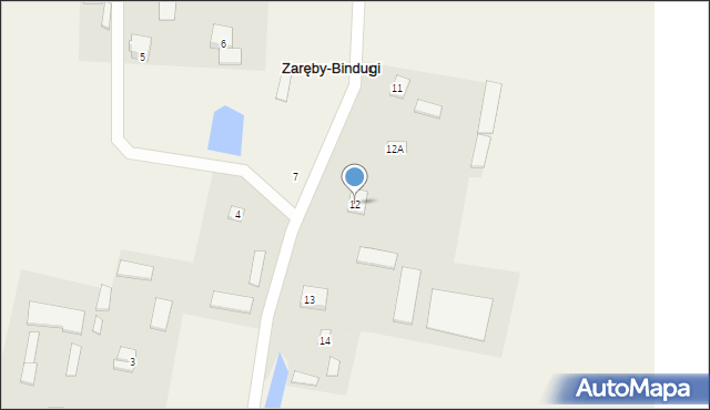 Zaręby-Bindugi, Zaręby-Bindugi, 12, mapa Zaręby-Bindugi