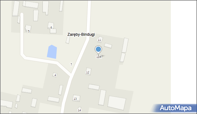 Zaręby-Bindugi, Zaręby-Bindugi, 12A, mapa Zaręby-Bindugi