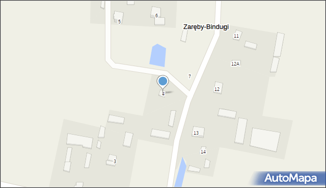 Zaręby-Bindugi, Zaręby-Bindugi, 4, mapa Zaręby-Bindugi