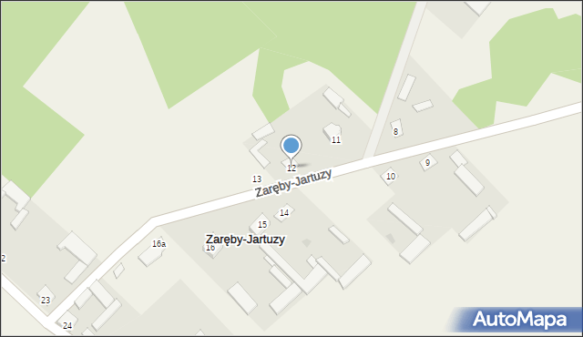 Zaręby-Jartuzy, Zaręby-Jartuzy, 12, mapa Zaręby-Jartuzy