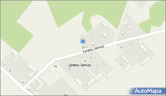 Zaręby-Jartuzy, Zaręby-Jartuzy, 13, mapa Zaręby-Jartuzy