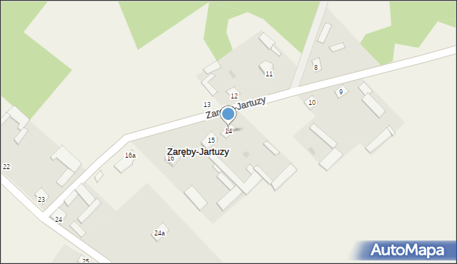 Zaręby-Jartuzy, Zaręby-Jartuzy, 14, mapa Zaręby-Jartuzy