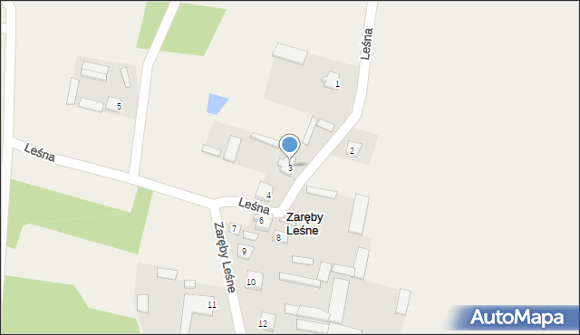 Zaręby Leśne, Zaręby Leśne, 3, mapa Zaręby Leśne