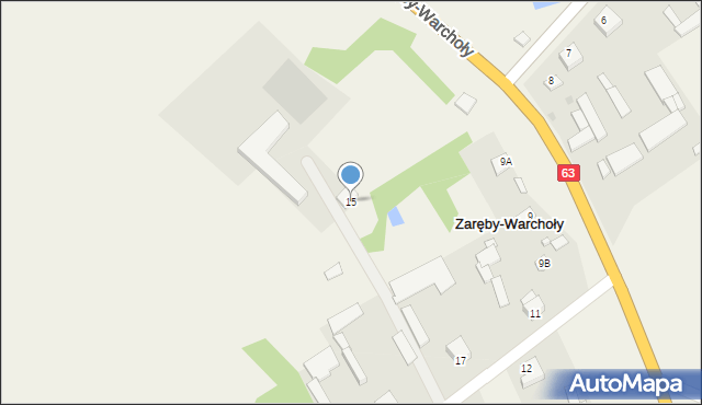 Zaręby-Warchoły, Zaręby-Warchoły, 15, mapa Zaręby-Warchoły