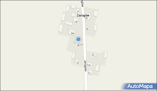 Zarogów, Zarogów, 34, mapa Zarogów