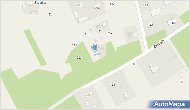 Zarośla, Zarośla, 19, mapa Zarośla