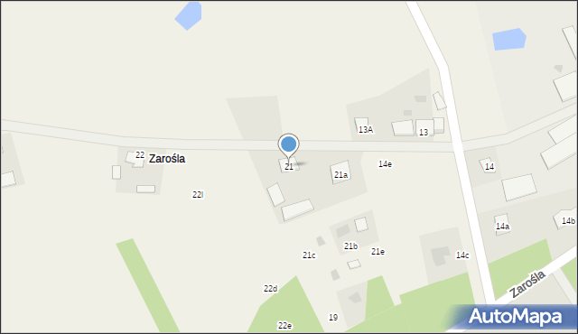 Zarośla, Zarośla, 21, mapa Zarośla