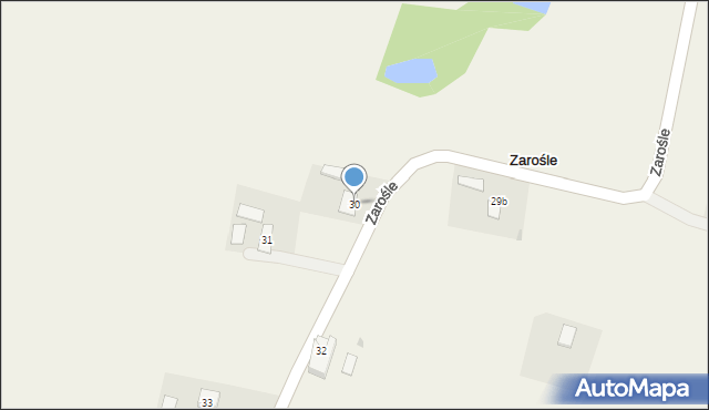 Zarośle, Zarośle, 30, mapa Zarośle