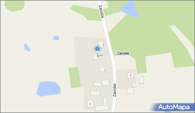 Zarośle, Zarośle, 8, mapa Zarośle