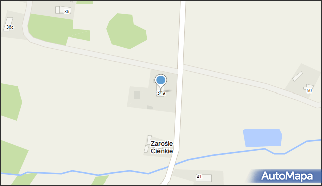 Zarośle Cienkie, Zarośle Cienkie, 34a, mapa Zarośle Cienkie