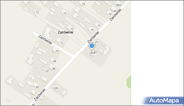 Zarównie, Zarównie, 101A, mapa Zarównie