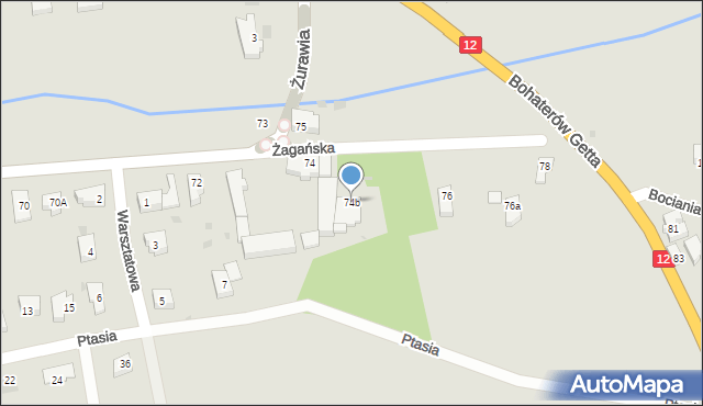 Żary, Żagańska, 74b, mapa Żary