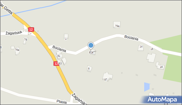 Żary, Żagańska, 81a, mapa Żary