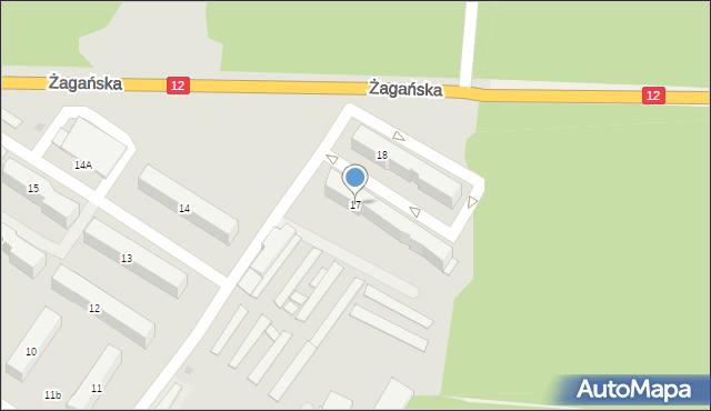 Żary, Zawiszy Czarnego, 17, mapa Żary