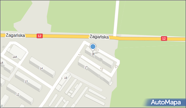 Żary, Zawiszy Czarnego, 18, mapa Żary