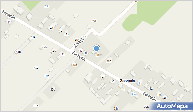 Zarzęcin, Zarzęcin, 38a, mapa Zarzęcin