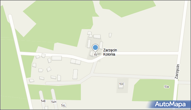 Zarzęcin, Zarzęcin, 53, mapa Zarzęcin