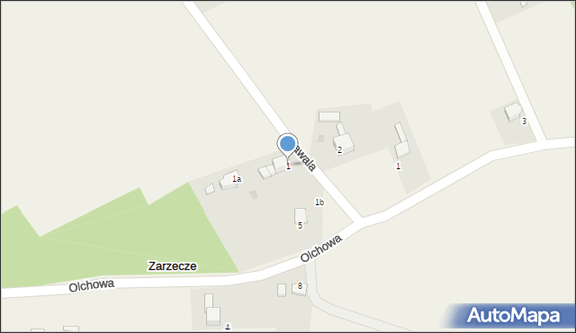 Zarzecze, Zawala, 1, mapa Zarzecze