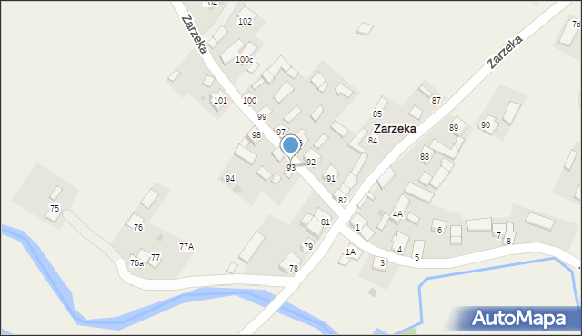 Zarzeka, Zarzeka, 93, mapa Zarzeka