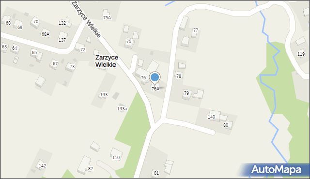 Zarzyce Wielkie, Zarzyce Wielkie, 76A, mapa Zarzyce Wielkie