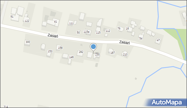 Zasań, Zasań, 255, mapa Zasań