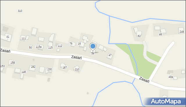 Zasań, Zasań, 54, mapa Zasań