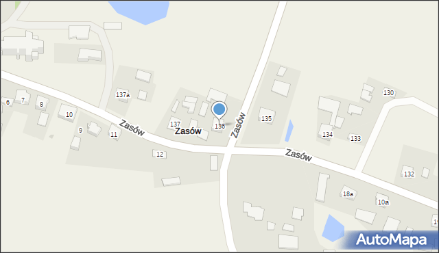 Zasów, Zasów, 136, mapa Zasów