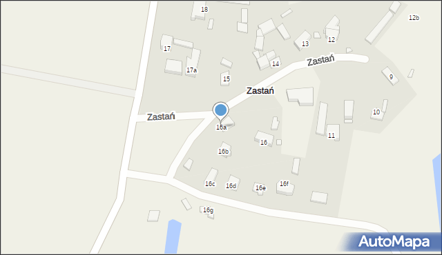 Zastań, Zastań, 16a, mapa Zastań