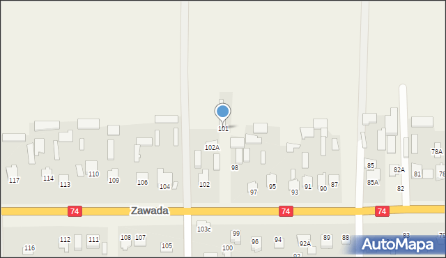 Zawada, Zawada, 101, mapa Zawada